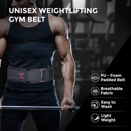 Xtrim 4 Inches Unisex Black Weightlifting Gym Belt
