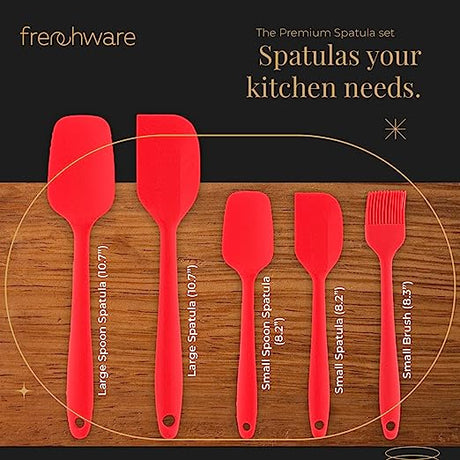 Frenchware (Set of 5) 3 Spatulas, Spoon & Brush (Red)