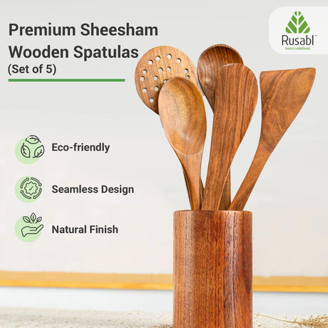 Pack of 5 Sheesham-Mango Wooden Spatulas
